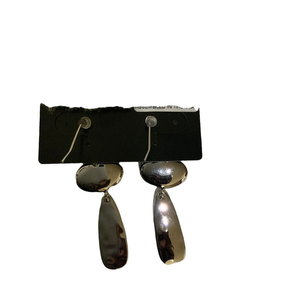 Chico’s Silver Tone Black Enamel Pierced Dangle Earrings Women's Fashion Jewelry - Picture 4 of 4